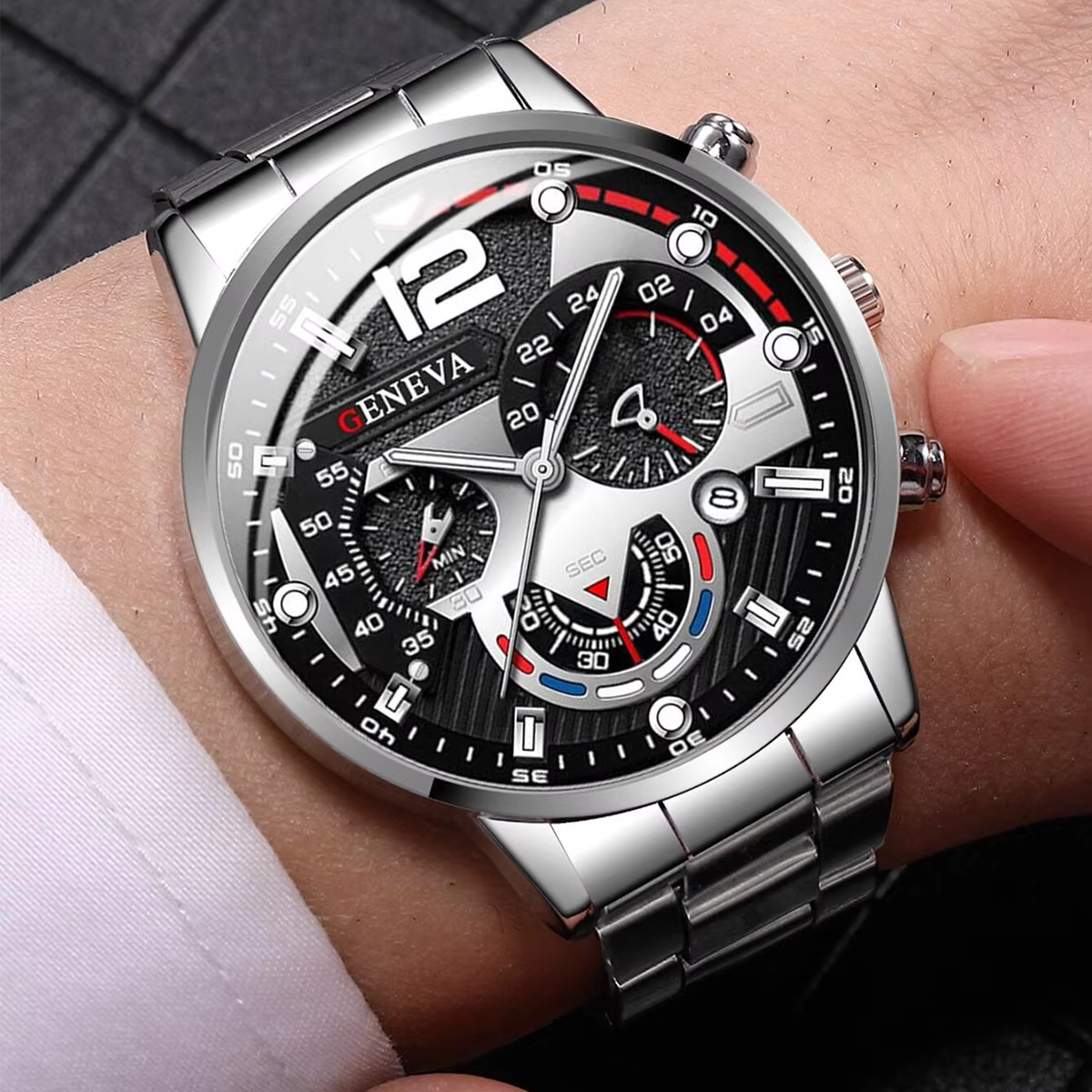 Geneva's Stainless Steel Fashion Watch